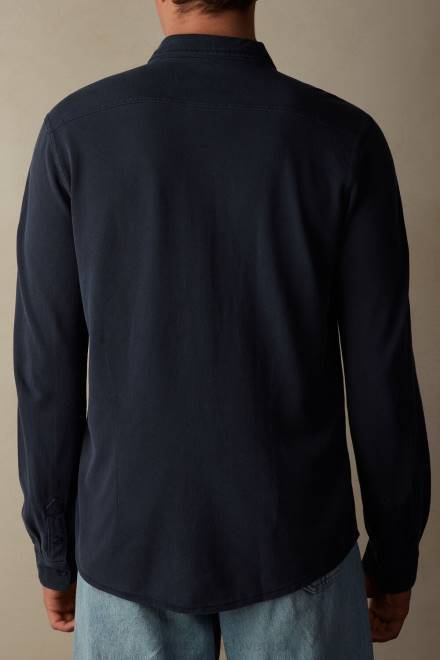 Intimissimi moški 043j-prano modra oblačila 2R8X204 sprana kolekcija bombažna pike srajca