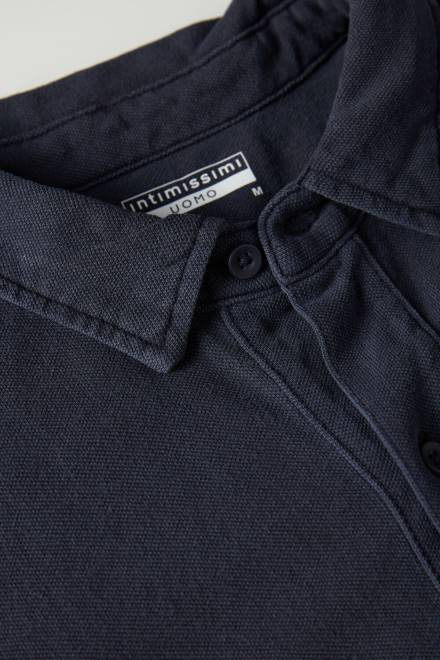 Intimissimi moški 043j-prano modra oblačila 2R8X204 sprana kolekcija bombažna pike srajca