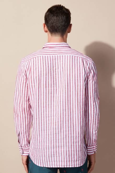 Intimissimi moški 291j-bele rdeče črte oblačila 2R8X157 belo/rdeča črtasta lanena in bombažna srajca