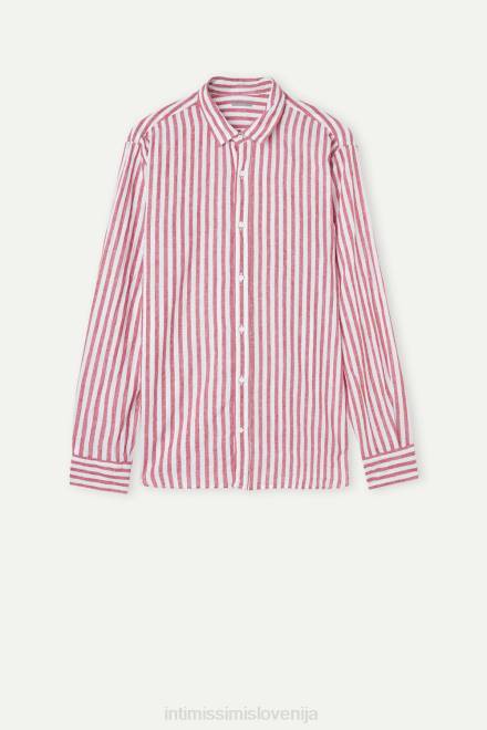 Intimissimi moški 291j-bele rdeče črte oblačila 2R8X157 belo/rdeča črtasta lanena in bombažna srajca