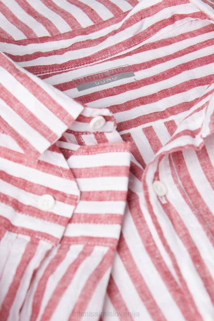Intimissimi moški 291j-bele rdeče črte oblačila 2R8X157 belo/rdeča črtasta lanena in bombažna srajca