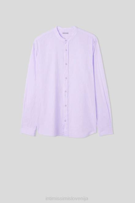 Intimissimi moški 294j-lila oblačila 2R8X156 srajca z mandarinskim ovratnikom iz lanu in bombaža