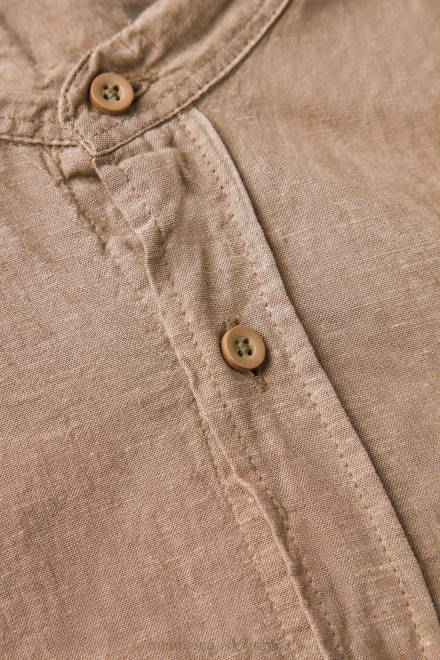 Intimissimi moški 295j-tobak oblačila 2R8X162 srajca z mandarinskim ovratnikom iz lanu in bombaža