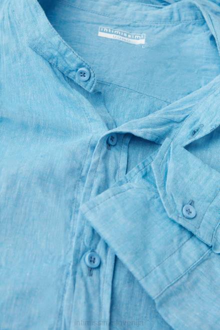 Intimissimi moški 296j-svetlo modra oblačila 2R8X169 srajca z mandarinskim ovratnikom iz lanu in bombaža