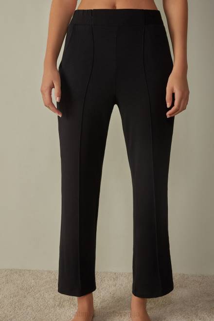 Intimissimi ženske 019-črna oblačila 2R8X1380 modalni flis s palazzo hlačami iz kašmirja