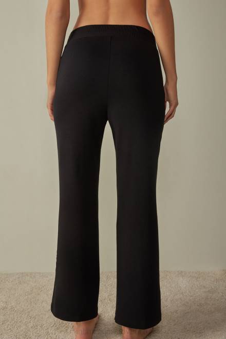 Intimissimi ženske 019-črna oblačila 2R8X1380 modalni flis s palazzo hlačami iz kašmirja