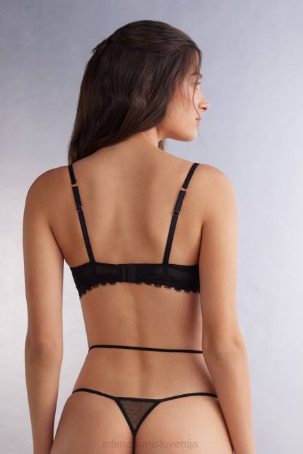 Intimissimi ženske 019-črna spodnje perilo 2R8X463 balkonet modrček s čutnimi rožami