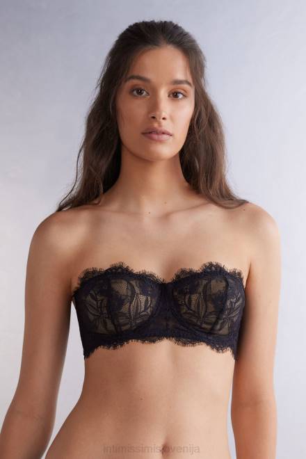 Intimissimi ženske 019-črna spodnje perilo 2R8X476 nedrček balconette bandeau s čutnimi rožami