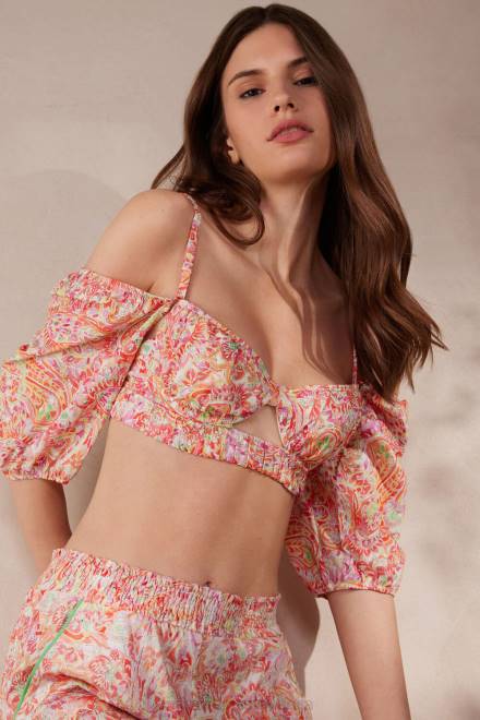 Intimissimi ženske 240j-poletni tisk iz kašmirja spodnje perilo 2R8X508 top modrček za poletno potovanje