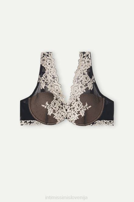 Intimissimi ženske 9887-črna/slonokoščena spodnje perilo 2R8X620 lepi cvetovi elena balkonet nedrček