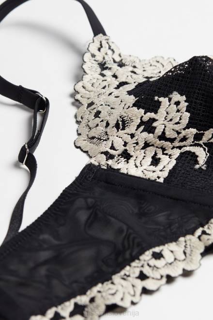 Intimissimi ženske 9887-črna/slonokoščena spodnje perilo 2R8X785 trikotni nedrček s čudovitimi rožicami lucia