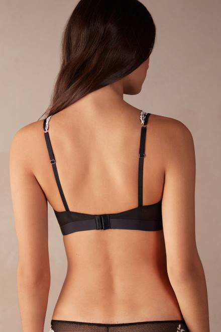 Intimissimi ženske 9887-črna/slonokoščena spodnje perilo 2R8X803 trikotni nedrček Lara s čudovitimi rožicami