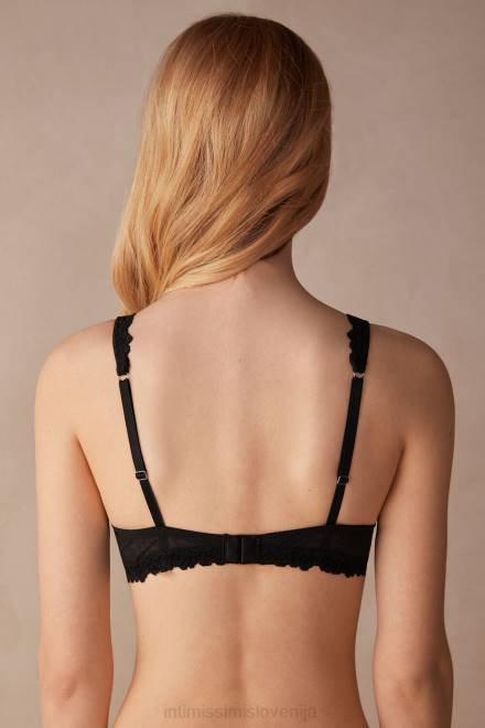 Intimissimi ženske 019-črna spodnje perilo 2R8X686 nedrček Gioia super push-up s čudovitimi rožicami