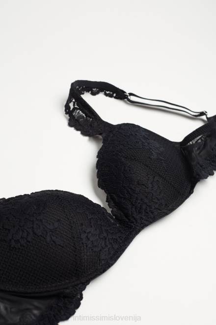Intimissimi ženske 019-črna spodnje perilo 2R8X686 nedrček Gioia super push-up s čudovitimi rožicami