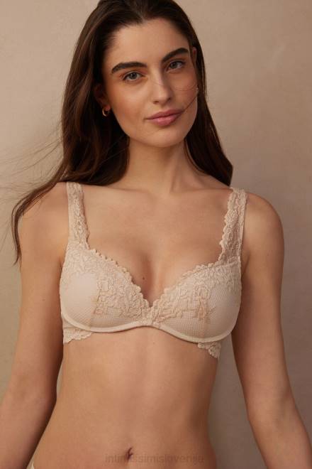 Intimissimi ženske 2280-roza svila spodnje perilo 2R8X637 nedrček Gioia super push-up s čudovitimi rožicami
