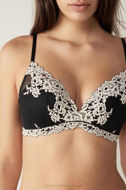 Intimissimi ženske 9887-črna/slonokoščena spodnje perilo 2R8X750 nedrček push-up s čudovitimi rožami fabiola