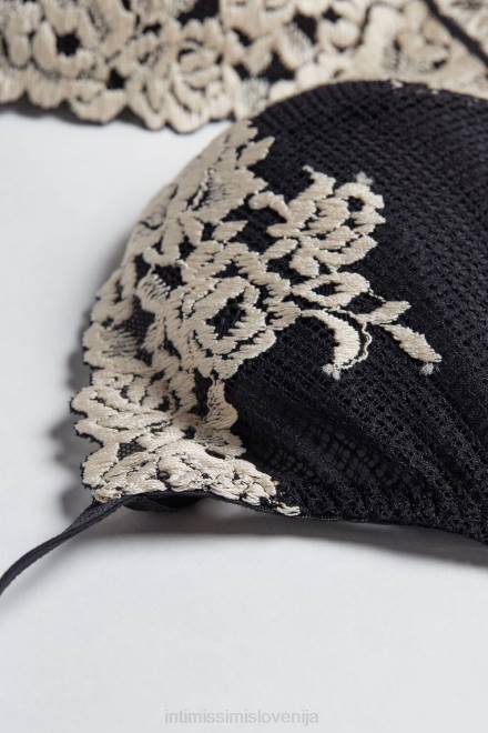Intimissimi ženske 9887-črna/slonokoščena spodnje perilo 2R8X750 nedrček push-up s čudovitimi rožami fabiola