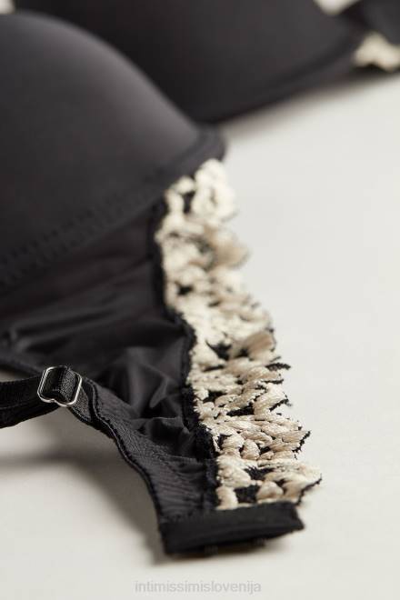 Intimissimi ženske 9887-črna/slonokoščena spodnje perilo 2R8X802 Bellissima push-up nedrček iz mikrovlaken s čudovitimi cvetlicami