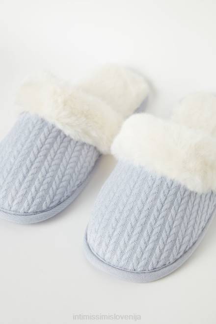 Intimissimi ženske 161j-svetlo modra copati 2R8X1582 copati iz velveta in umetnega krzna