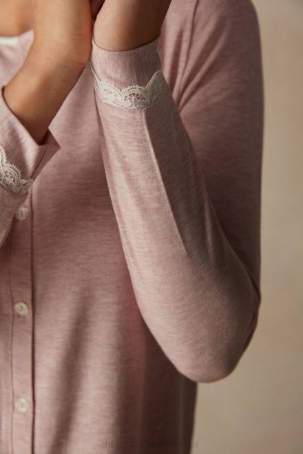 Intimissimi ženske 008j-svetlo roza melange oblačila 2R8X1579 zgornji del z gumbi iz modala in čipke