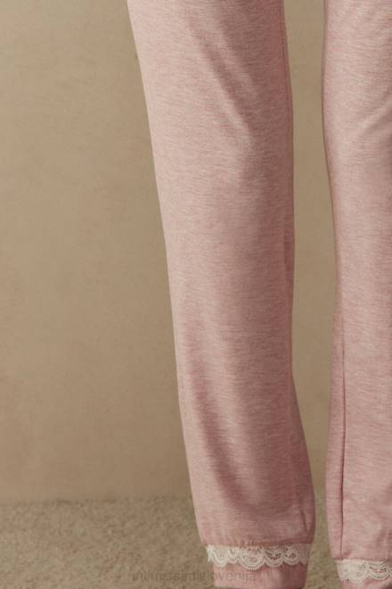 Intimissimi ženske 008j-svetlo roza melange oblačila 2R8X1622 dolge modalne hlače s čipkastimi detajli