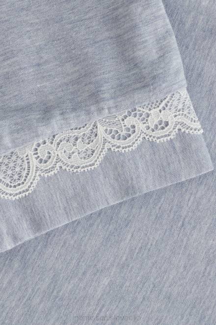 Intimissimi ženske 009j-svetlo modra melanž oblačila 2R8X1620 dolge modalne hlače s čipkastimi detajli