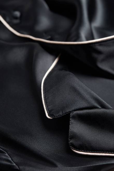 Intimissimi ženske 019-črna oblačila 2R8X1680 jakna moškega kroja iz svilenega satena