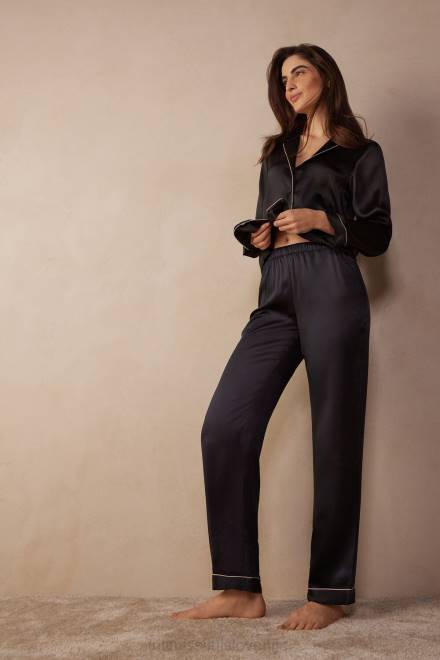 Intimissimi ženske 019-črna oblačila 2R8X1681 svilene satenaste hlače