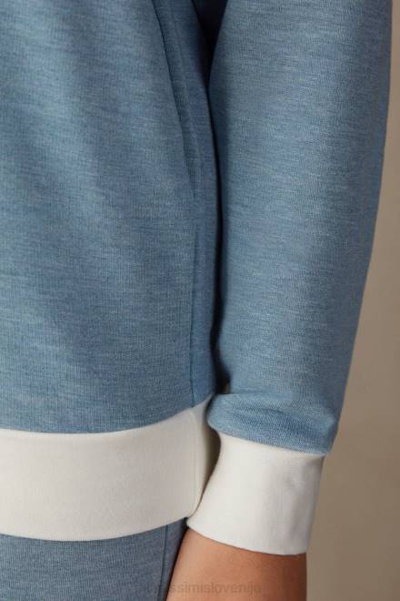 Intimissimi ženske 145j-svetlo modra melanž/prašno bela oblačila 2R8X1583 romantična spalnica v modalu z volnenim zgornjim delom s kontrastnimi obrobami