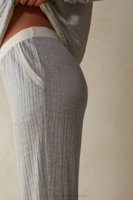Intimissimi ženske 154j-siva melanž/prašno bela oblačila 2R8X1595 brezčasne dediščine dolgih hlač z manšetami na gležnjih