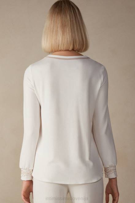 Intimissimi ženske 157j-pudrasto bela/starinsko roza oblačila 2R8X1590 romantična spalnica modal z volnenim zgornjim delom