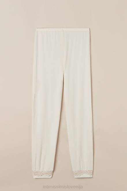 Intimissimi ženske 157j-pudrasto bela/starinsko roza oblačila 2R8X1591 romantičen modal za spalnico z volnenimi dolgimi hlačami z manšetami