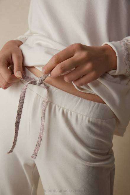 Intimissimi ženske 157j-pudrasto bela/starinsko roza oblačila 2R8X1592 romantičen modal za spalnico z volnenimi dolgimi hlačami