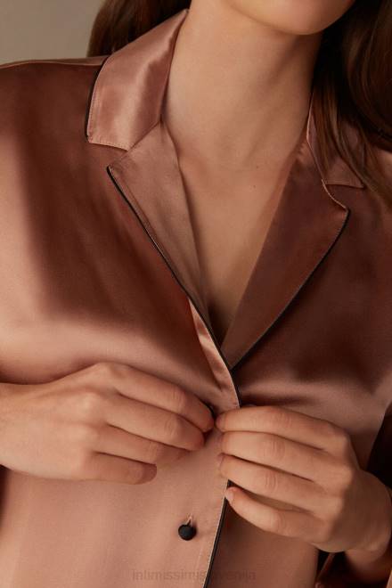 Intimissimi ženske 163i-saten roza oblačila 2R8X1664 jakna moškega kroja iz svilenega satena