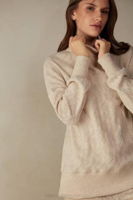 Intimissimi ženske 2106-bež mešanica oblačila 2R8X1610 zimski pulover z dolgimi rokavi iz žakarske pletenice