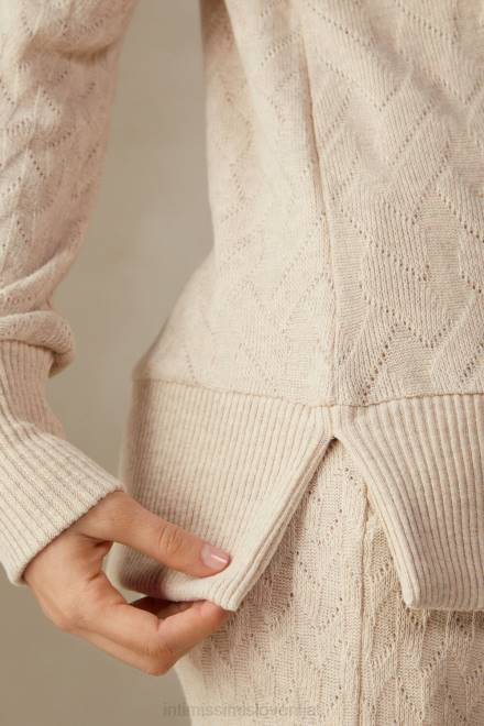 Intimissimi ženske 2106-bež mešanica oblačila 2R8X1610 zimski pulover z dolgimi rokavi iz žakarske pletenice