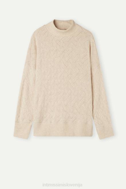 Intimissimi ženske 2106-bež mešanica oblačila 2R8X1610 zimski pulover z dolgimi rokavi iz žakarske pletenice