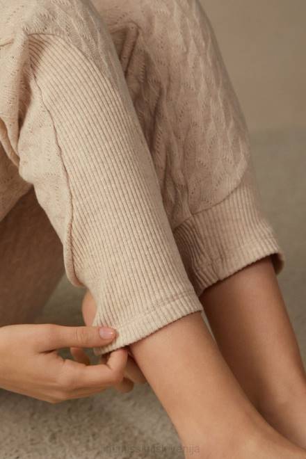 Intimissimi ženske 2106-bež mešanica oblačila 2R8X1612 zimske dolge hlače s pletenico in z manšetami na gležnjih