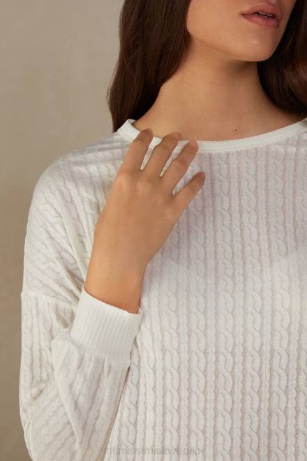 Intimissimi ženske 2127-prašno bela oblačila 2R8X1600 brezčasni heritage pulover z dolgimi rokavi