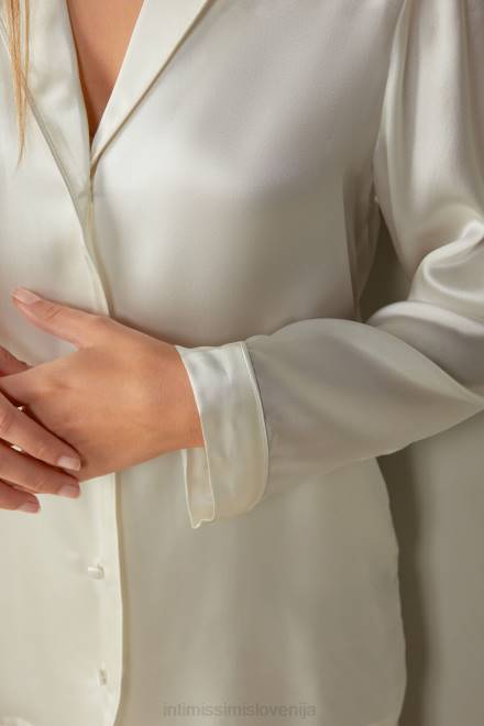 Intimissimi ženske 2127-prašno bela oblačila 2R8X1668 jakna moškega kroja iz svilenega satena