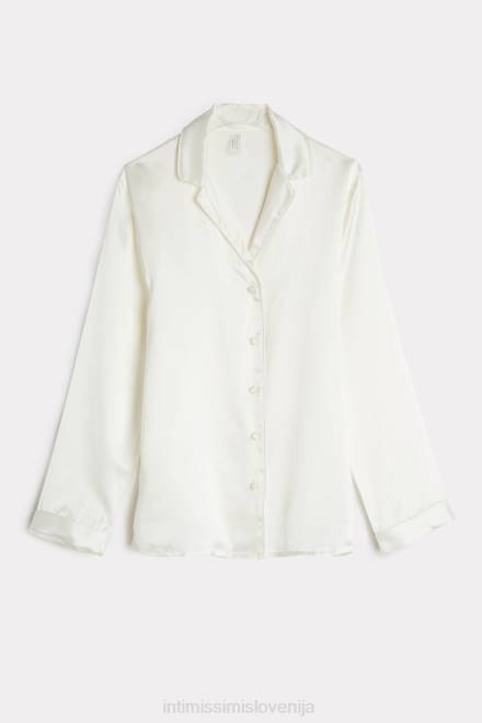 Intimissimi ženske 2127-prašno bela oblačila 2R8X1668 jakna moškega kroja iz svilenega satena