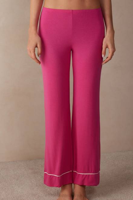 Intimissimi ženske 213j-valentinovo roza/slonokoščena oblačila 2R8X1570 modalne hlače polne dolžine s čudovitimi rožami