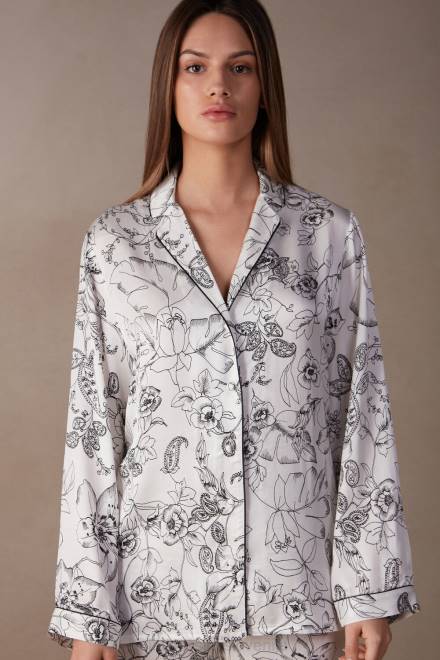 Intimissimi ženske 223j-potisk čistega veselja oblačila 2R8X1546 satenast top z dolgimi rokavi pure joy