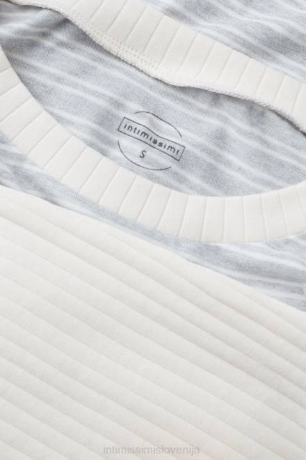 Intimissimi ženske 224j-siva melanž/vanilija bež črta oblačila 2R8X1559 prosti nedeljski top z dolgimi rokavi