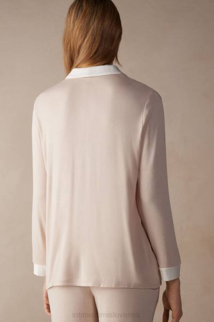 Intimissimi ženske 227j-svileno roza/pudrasto bela oblačila 2R8X1572 preprosta eleganca modal top z gumbi navzdol