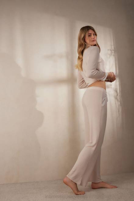 Intimissimi ženske 227j-svileno roza/pudrasto bela oblačila 2R8X1574 preproste elegantne dolge modalne hlače