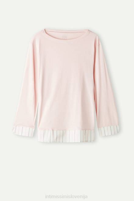 Intimissimi ženske 234j-pomladno roza oblačila 2R8X1552 mehka spomladanska bombažna majica z dolgimi rokavi