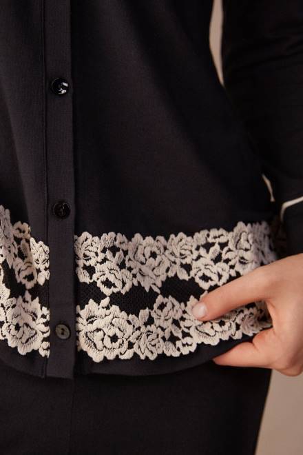 Intimissimi ženske 9887-črna/slonokoščena oblačila 2R8X1654 modalni zgornji del z gumbi z lepimi rožami
