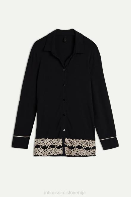 Intimissimi ženske 9887-črna/slonokoščena oblačila 2R8X1654 modalni zgornji del z gumbi z lepimi rožami