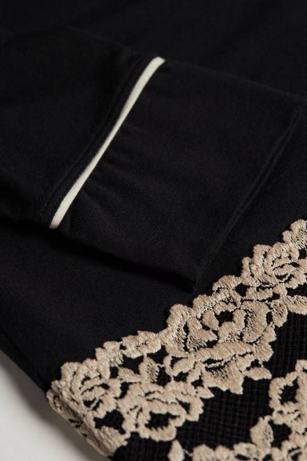 Intimissimi ženske 9887-črna/slonokoščena oblačila 2R8X1654 modalni zgornji del z gumbi z lepimi rožami